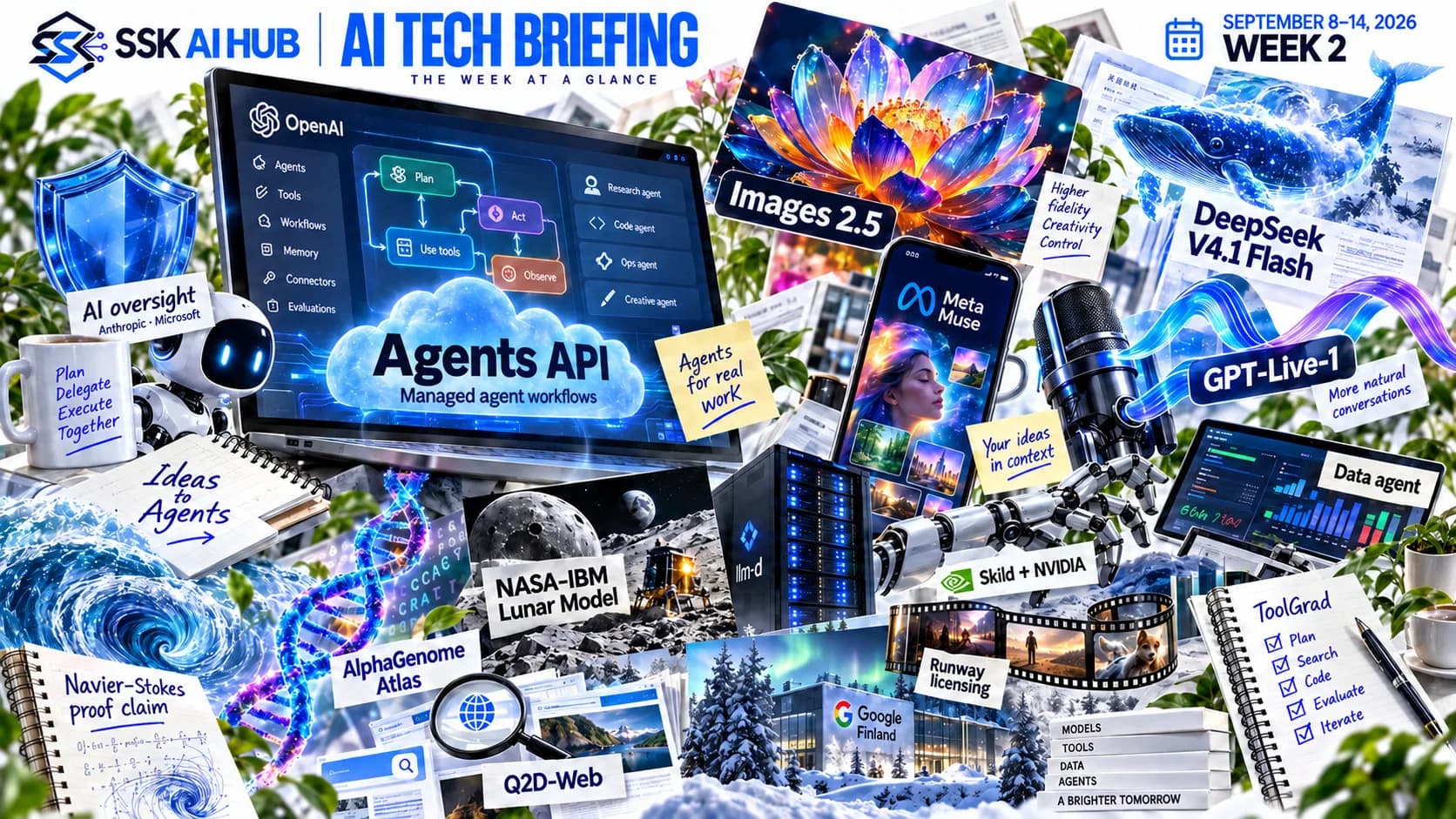 SSK AI Hub September 8–14, 2026 Week 2 cover with a free-form collage of the edition's developments.